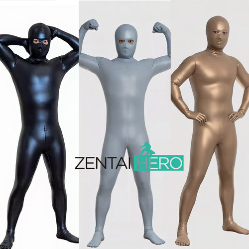 半立体裁剪开眼弹力皮革zentai连体紧身衣 PU皮全包衣外侧无缝
