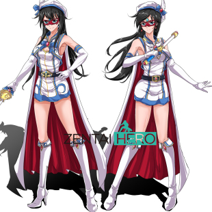 特摄giga 魔法少女假面冯迪妮Fontaine缎面拼接连体裙 cos服装