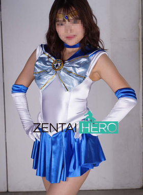 特摄giga性感蓝白缎面美圣女水手服水星美少女战士cosplay连体裙