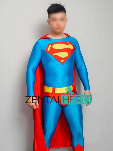 蓝色超人连体紧身衣cosplay
