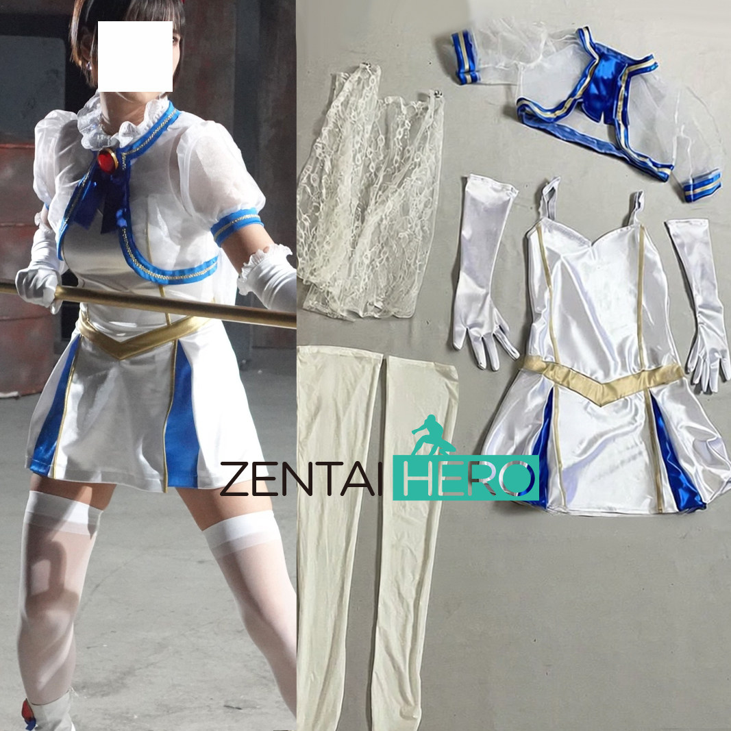 特摄giga 魔法美少女战士Fontaine缎面拼接连衣裙cosplay服含披风