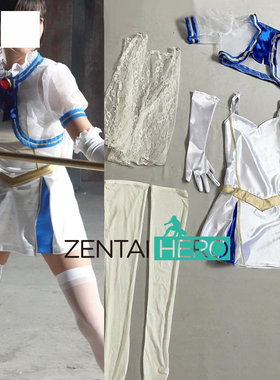 特摄giga 魔法美少女战士Fontaine缎面拼接连衣裙cosplay服含披风
