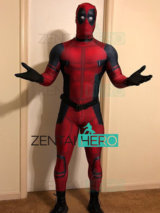 新款 印染漫威Deadpool Costume 死侍贱贱英雄连体紧身衣Cosplay