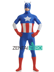 实拍 美国队长紧身衣Captain America万圣节连体英雄紧身衣服装