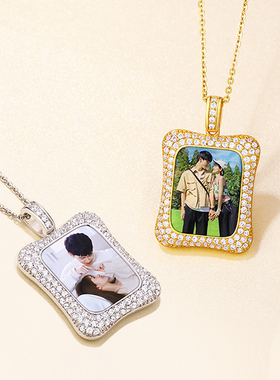 定制原创照片防水不褪色S925纯银相片送女友纪念吊坠项链冷珐琅