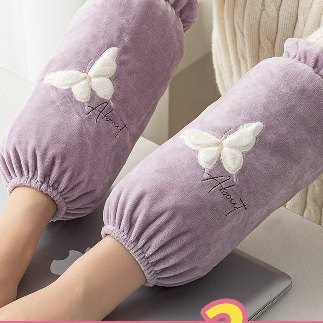 洋气秋冬保暖毛绒防污袖套长款女学生成人办公室羽绒服防脏污袖套