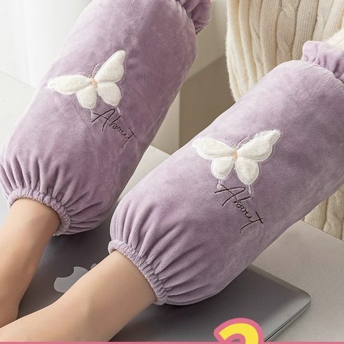 洋气秋冬保暖毛绒防污袖套长款女学生成人办公室羽绒服防脏污袖套