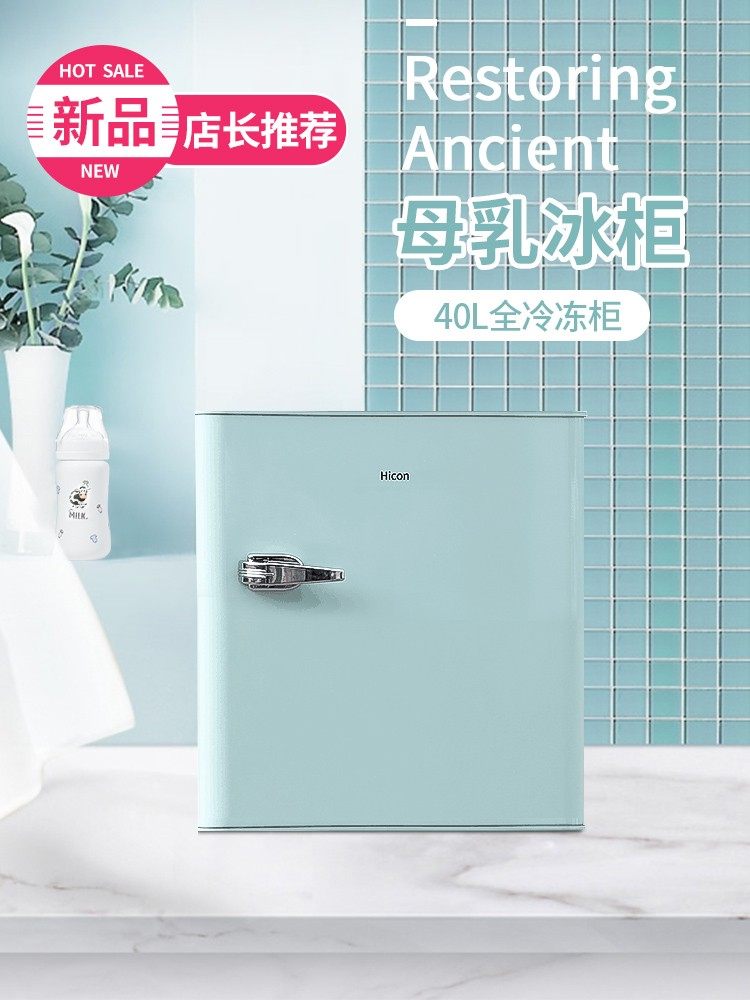 雪糕小冰柜家用小型储奶冰箱母乳专用立式冰柜侧开门全冷冻小冰箱