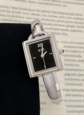 IEKE高级质感银黑气质百搭小方表手表女士个性小众设计显白小金表