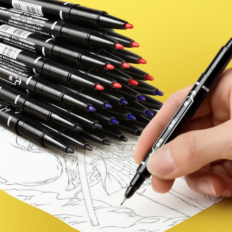 速干防水画画勾线笔学生美术绘画勾边专用画笔设计塑料记号笔