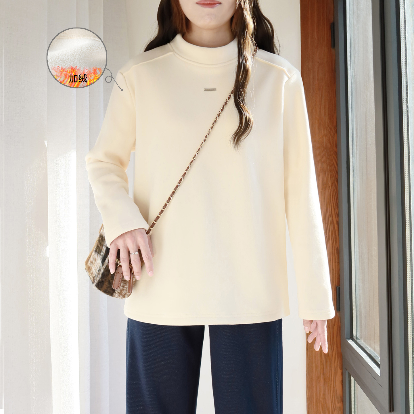 加绒加厚打底衫女加厚内搭冬季40