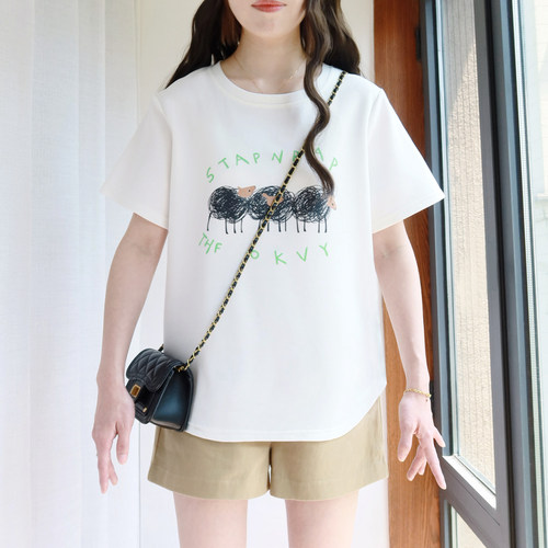 大码短袖T恤女夏小个子可爱印花