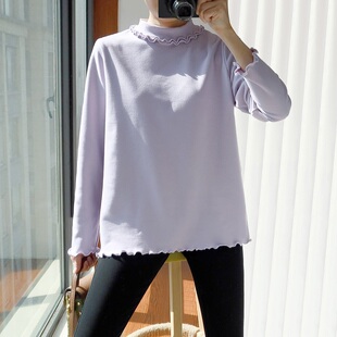 200斤外穿木耳边小立领胖mm冬装 女大码 内搭潮 德绒打底衫 2024新款