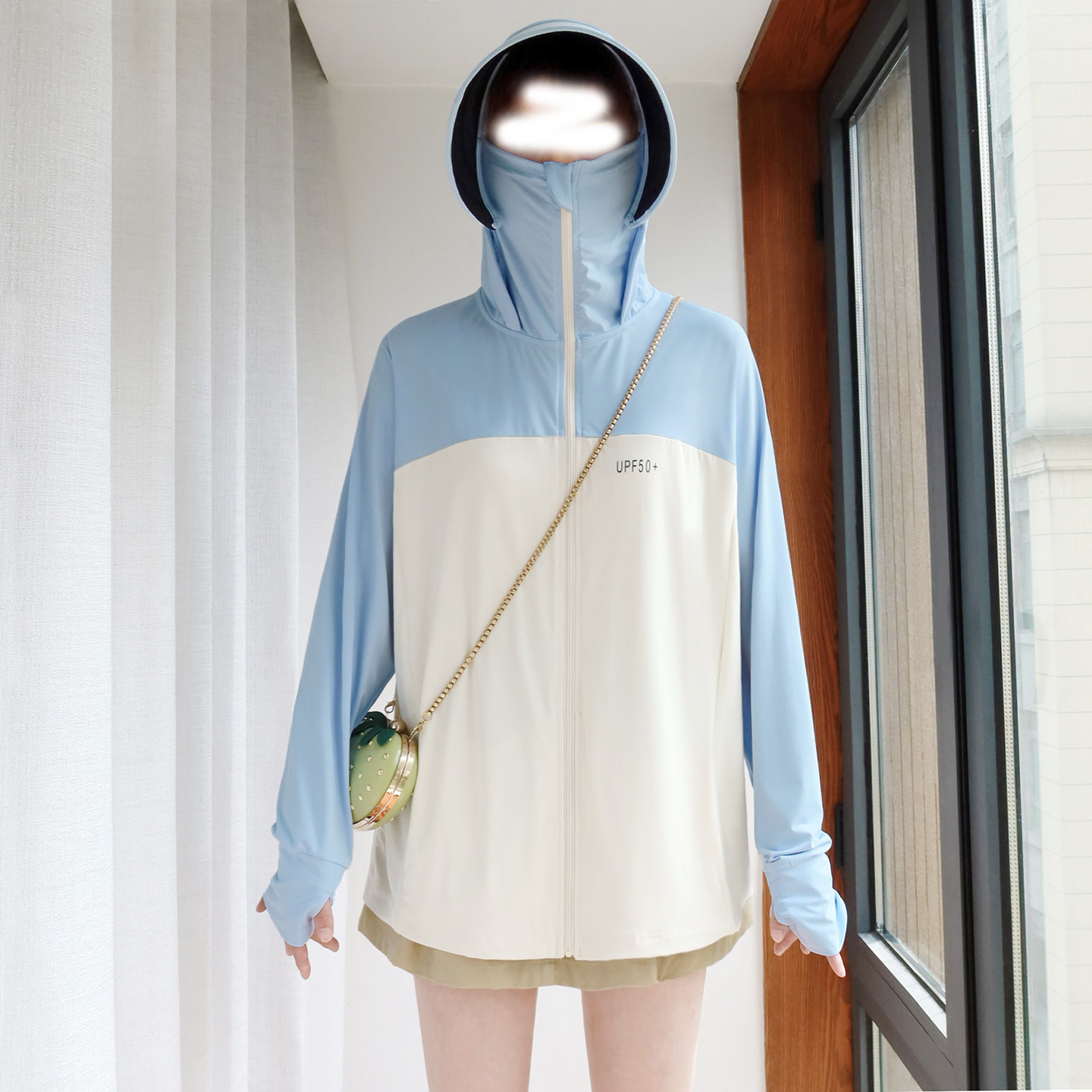 大码防晒衣女200斤胖mm夏季2026新款户外凉感拼接大帽檐连帽外套