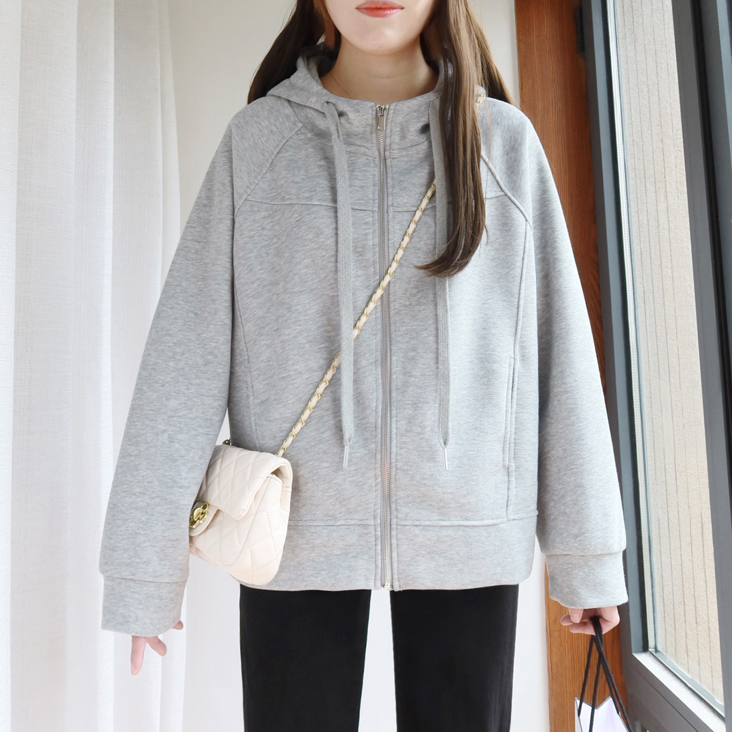 大码连帽卫衣外套女200斤胖mm秋装新款小个子胖妹妹休闲加厚帽衫