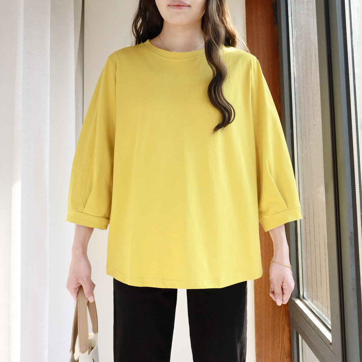 大码七分袖T恤女胖mm夏季休闲宽松纯棉藏肉遮肚子胖妹妹纯色上衣