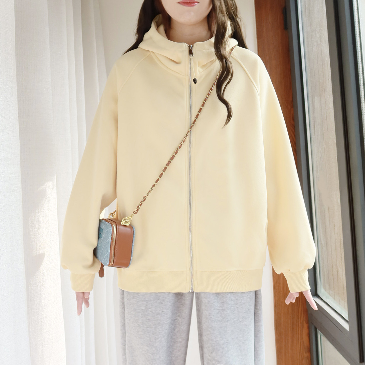 大码连帽卫衣外套女200斤胖mm春装宽松韩系慵懒风胖妹妹长袖上衣