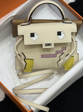手工定制迷你凯莉dole picto马赛克娃娃包斜挎手提女包真皮女包