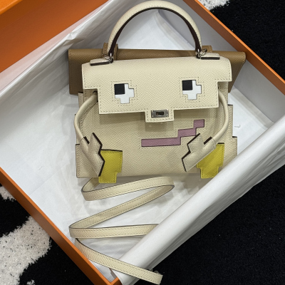 手工定制凯莉马赛克真皮女包