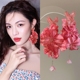 钟楚曦同款 女 耳环粉色花朵流苏旅游度假耳饰耳钉耳夹2025春夏新款