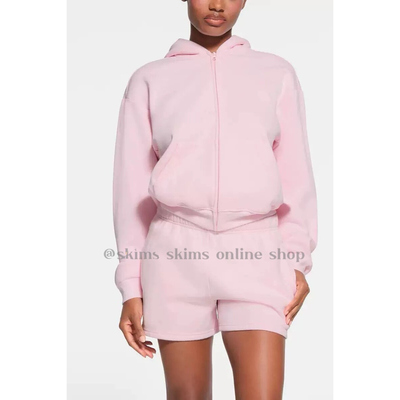 现｜skims卡戴珊cotton fleece宽松休闲圆领拉链连帽卫衣卫裤