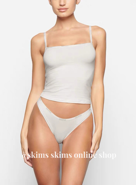 现｜skims卡戴珊字母LOGO印花弹力棉吊带背心内搭打底上衣