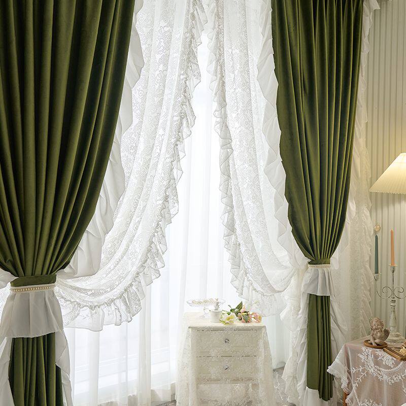 法式西西里遮光窗帘宫廷浪漫橄榄绿客厅卧室飘窗阳台书房少女窗帘