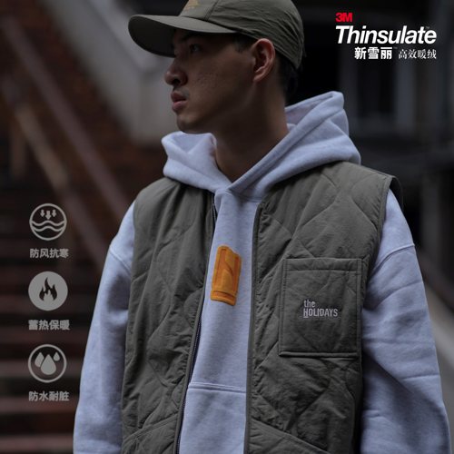 [叠穿百搭]theholidays秋冬绗棉3M新雪丽保暖内胆夹棉背心马甲