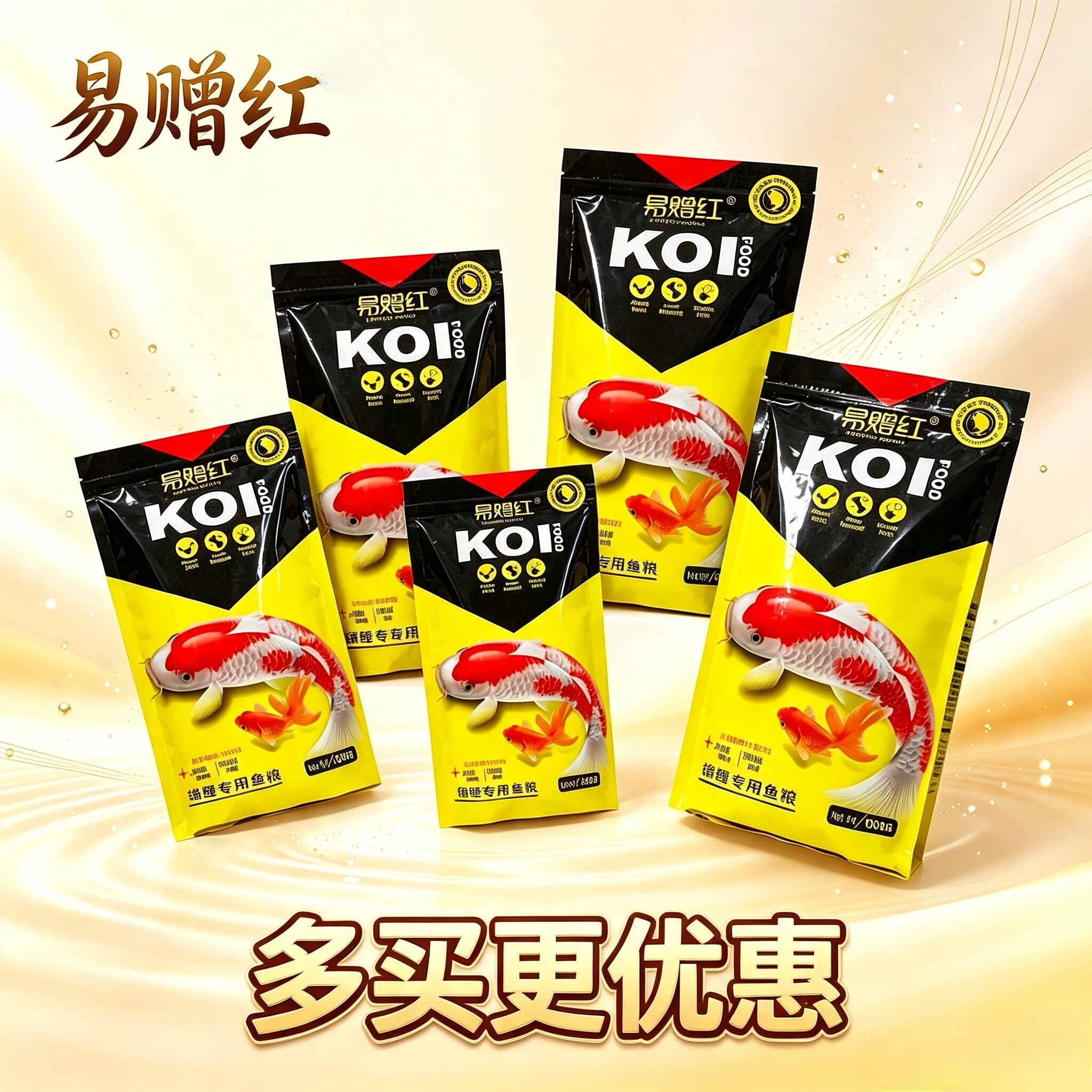 易赠红金鱼鱼食锦鲤鱼饲料中小颗粒鱼粮专用上浮不浑水高蛋白