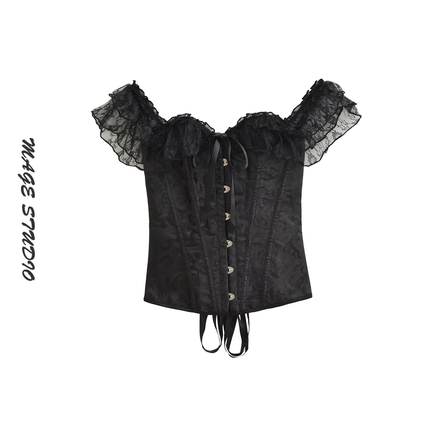 法式甜辣风蕾丝一字肩抹胸