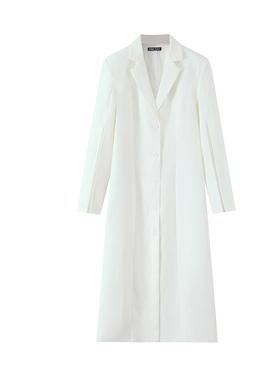 欧美气质翻领中长款西装外套女2025新款修身显瘦长袖女士度假上衣