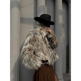 Fanptntox牧野游人 长毛短款仿皮草外套女冬季新款保暖贵气感上衣