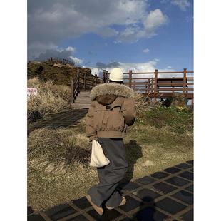 Fanptntox 融冬节奏 可拆卸帽子大毛领加厚保暖羽绒服女冬短外套