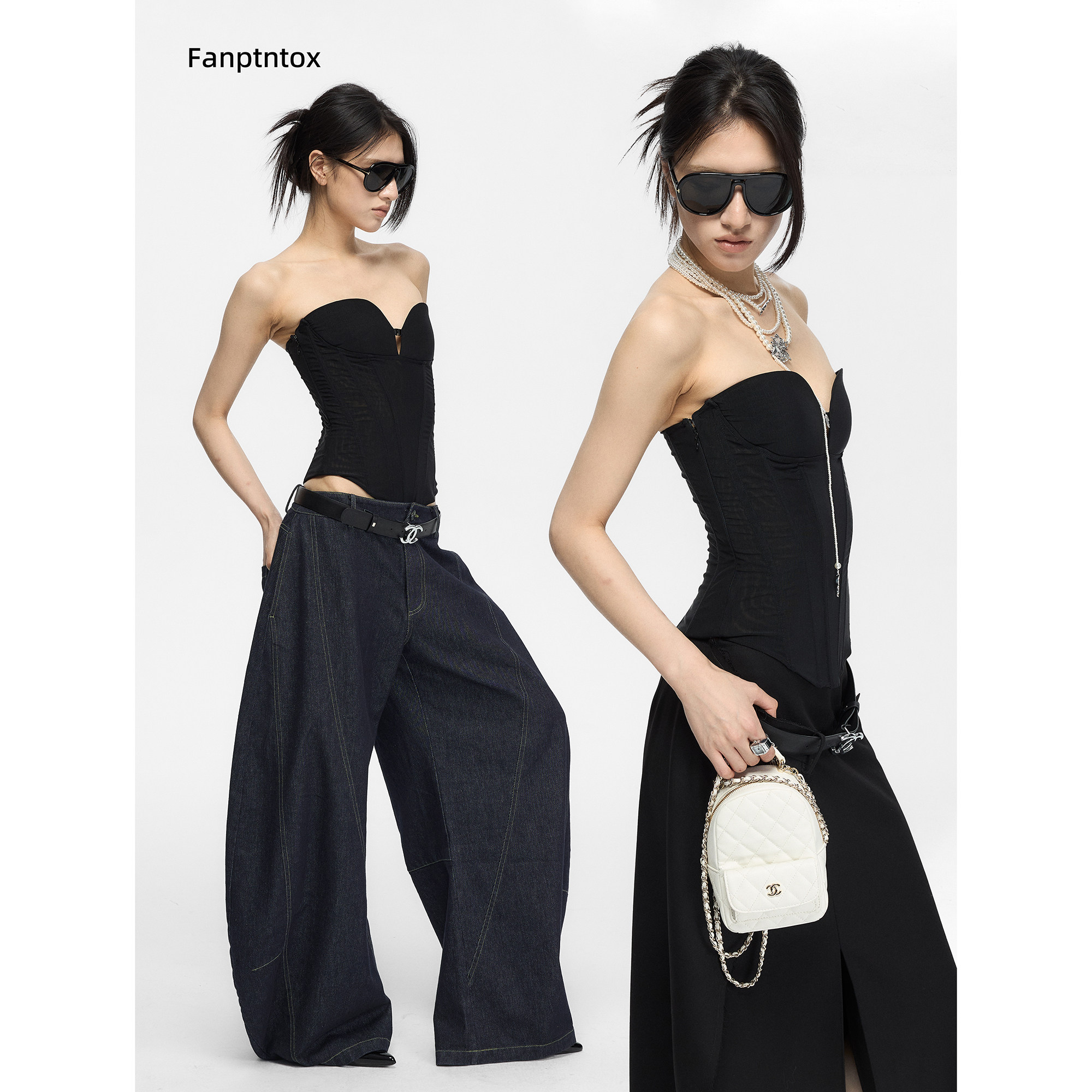 Fanptntox 辣妹性感黑色显瘦高弹束腰鱼骨抹胸收腹塑身无袖上衣女,女装/女士精品,抹胸,淘宝优惠券,粉丝福利购,淘宝优惠卷