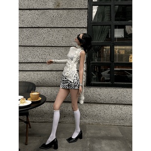 显瘦包臀裙百搭a字裙短裙子 修身 Fanptntox斑马纹半身裙女秋季 新款