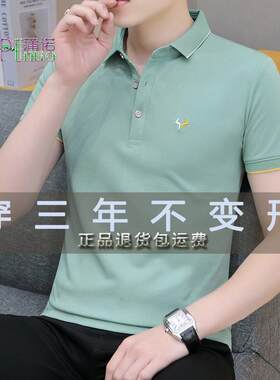 夏季清凉冰丝高端简约休闲薄款翻领商务纯棉短袖t恤男刺绣polo衫