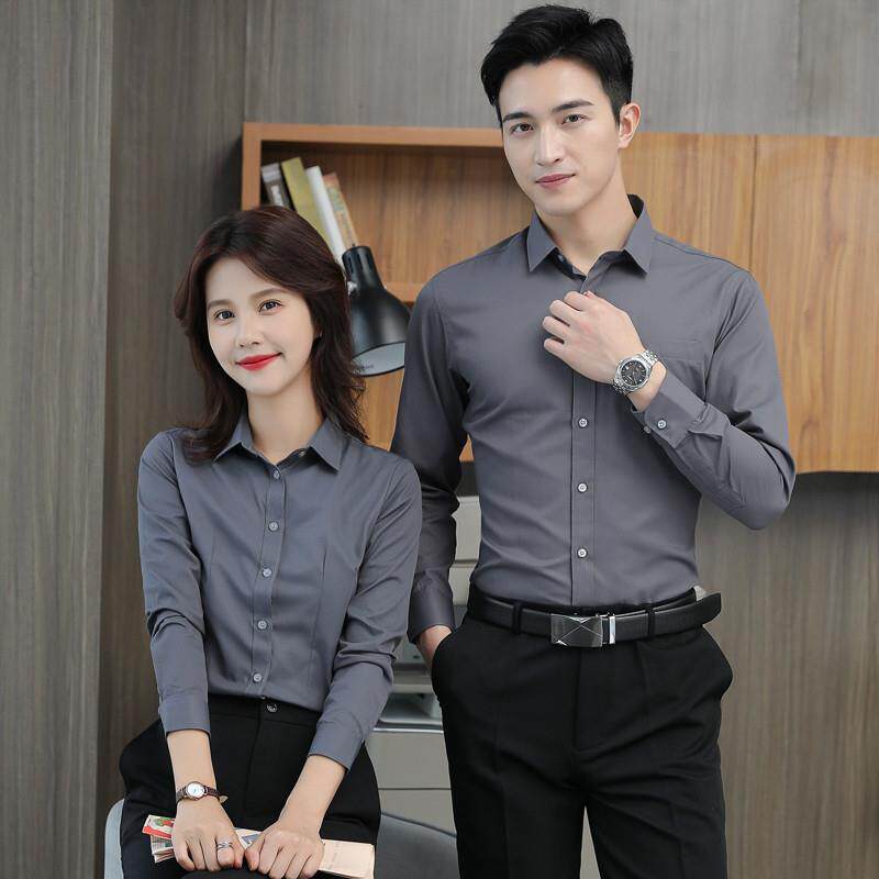 职业衬衫男士长袖免烫商务正装酒吧KTV服务员工作服套装衬衣工装