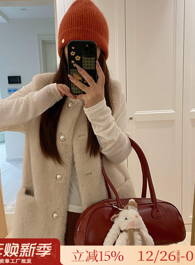 小香风马夹水貂绒皮毛一体环保皮草女毛毛外套年轻款背心百搭马甲