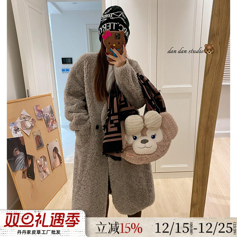 欧洲站100羊羔毛皮毛一体皮草女