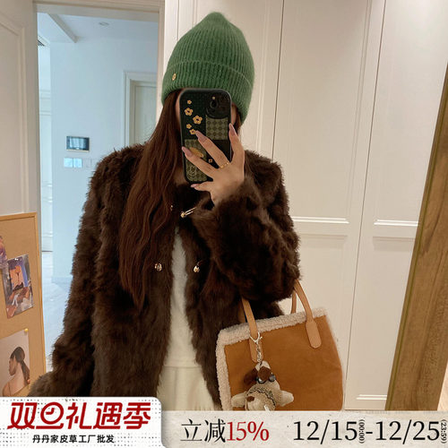 环保皮草仿小湖羊皮毛一体圆领