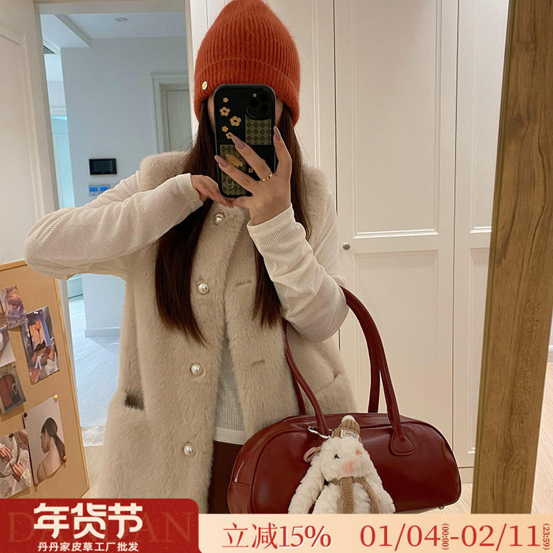 小香风马夹水貂绒皮毛一体环保皮草女毛毛外套年轻款背心百搭马甲,女装/女士精品,皮草,淘宝优惠券,粉丝福利购,淘宝优惠卷