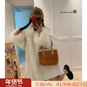 温妮千金 温柔风全羊毛双面呢羊绒大衣狐狸毛领皮草毛呢外套女冬