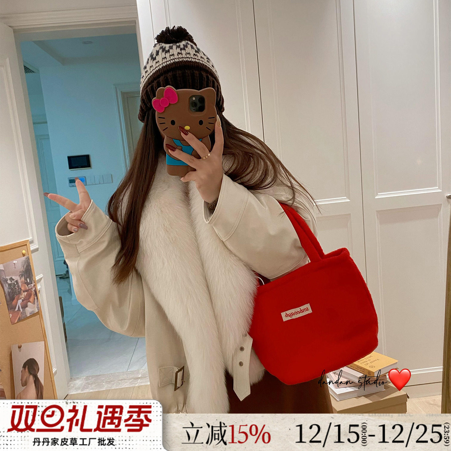 晚宴焦点/狐狸毛领90鹅绒羽绒服2025新款麂皮绒毛毛外套皮草女冬