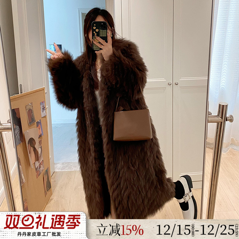 狐狸毛车条海军领毛毛外套皮草女