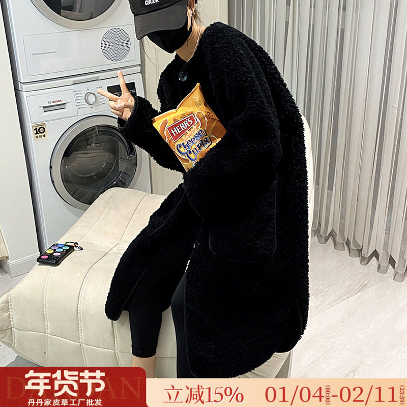 羊羔毛加长款宽松大码韩版2025冬季新款羊剪绒皮毛一体皮草外套女,女装/女士精品,皮草,淘宝优惠券,粉丝福利购,淘宝优惠卷