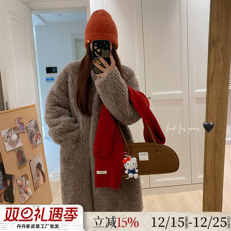 慵懒感中长款100羊羔毛皮毛一体
