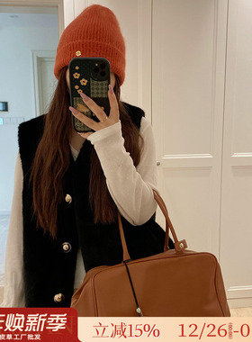 闭眼入百搭经典水貂绒皮毛一体环保皮草小香风马甲背心毛毛外套女