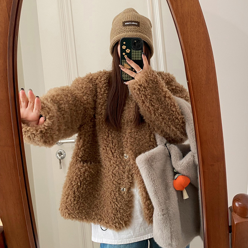 羊羔毛皮毛一体皮草女冬毛毛外套