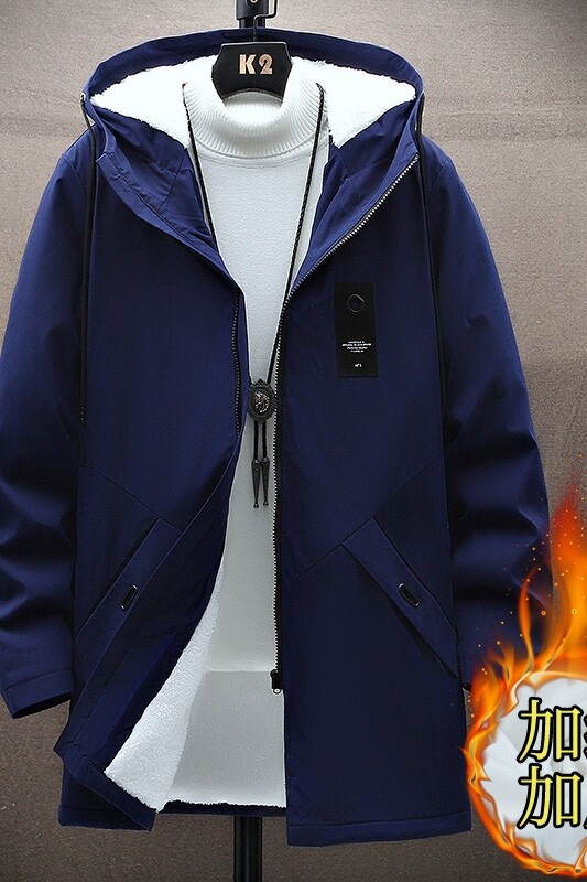 主推秋冬季中长款休闲风衣流行时尚男装夹克男外套男8929加绒-P45,男装棉衣,星座1206（原A206）