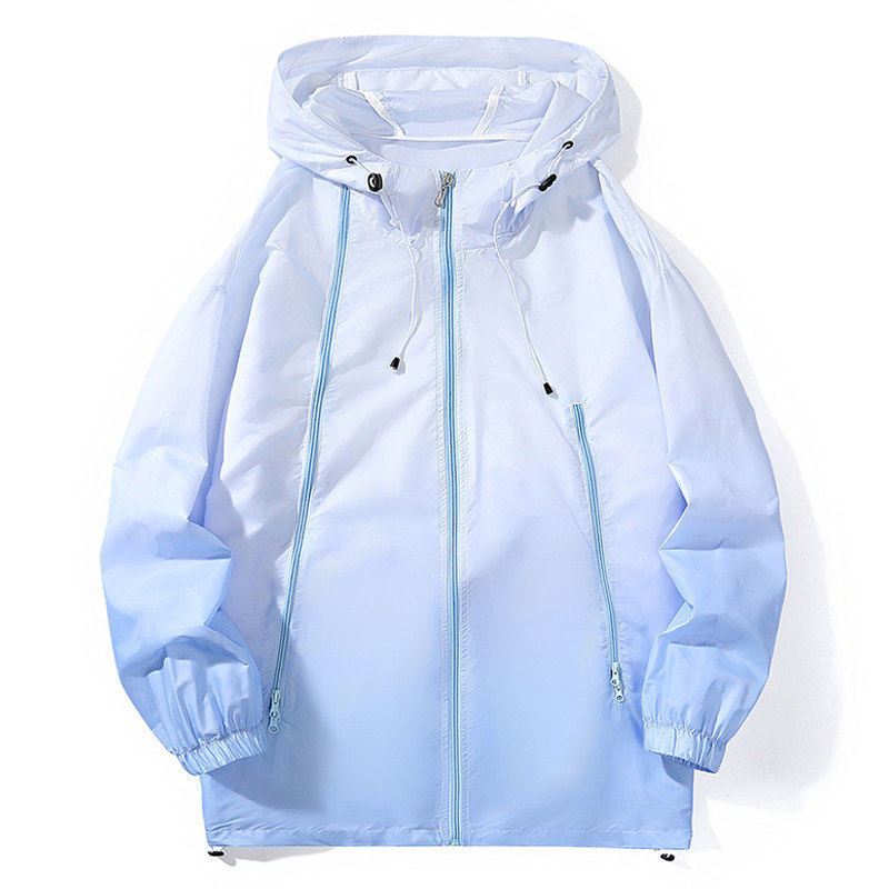 冰丝UPF50中长款防晒衣夏季渐变透气连帽外套情侣防晒服YF14-P50,男装防晒衣,星座1206（原A206）